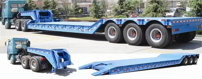معقوفة نصف مقطورة مسطحة منخفضة gooseneck low flat semi-trailer